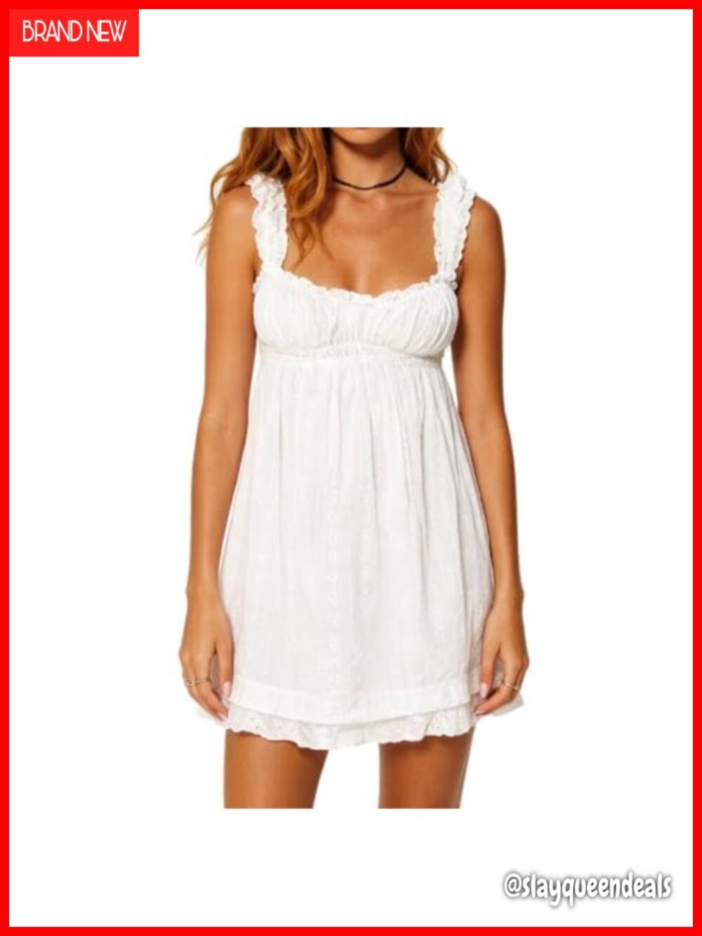 Womens Summer Babydoll Mini Dress Spaghetti Strap Sleeveless Party Swing A Line
